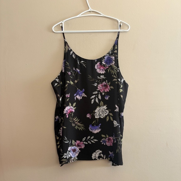 $9🎅🏼 Reitmans Black Floral Print Spaghetti Strap Double Lined Blouse - Picture 12 of 14